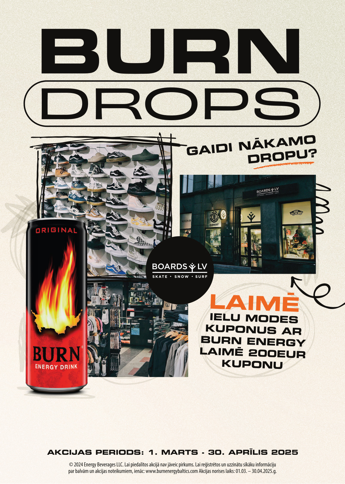 Laimē dāvanu kuponus un atsvaidzini savu stilu ar <span class="highlight">Burn Energy</span> un <span class="highlight">BANG BANG</span>!